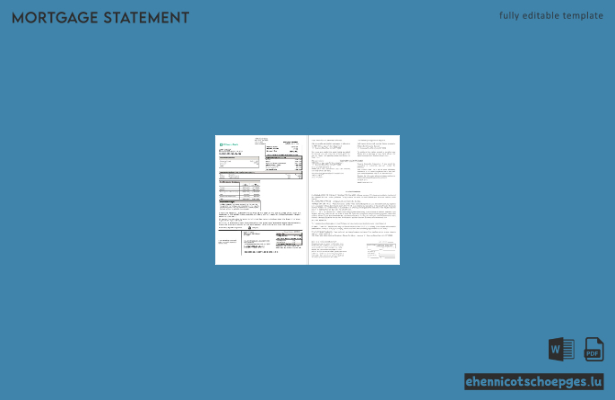 US Citizens Bank Hypothekenauszug in Word- und PDF-Formaten – Beispielvorschau